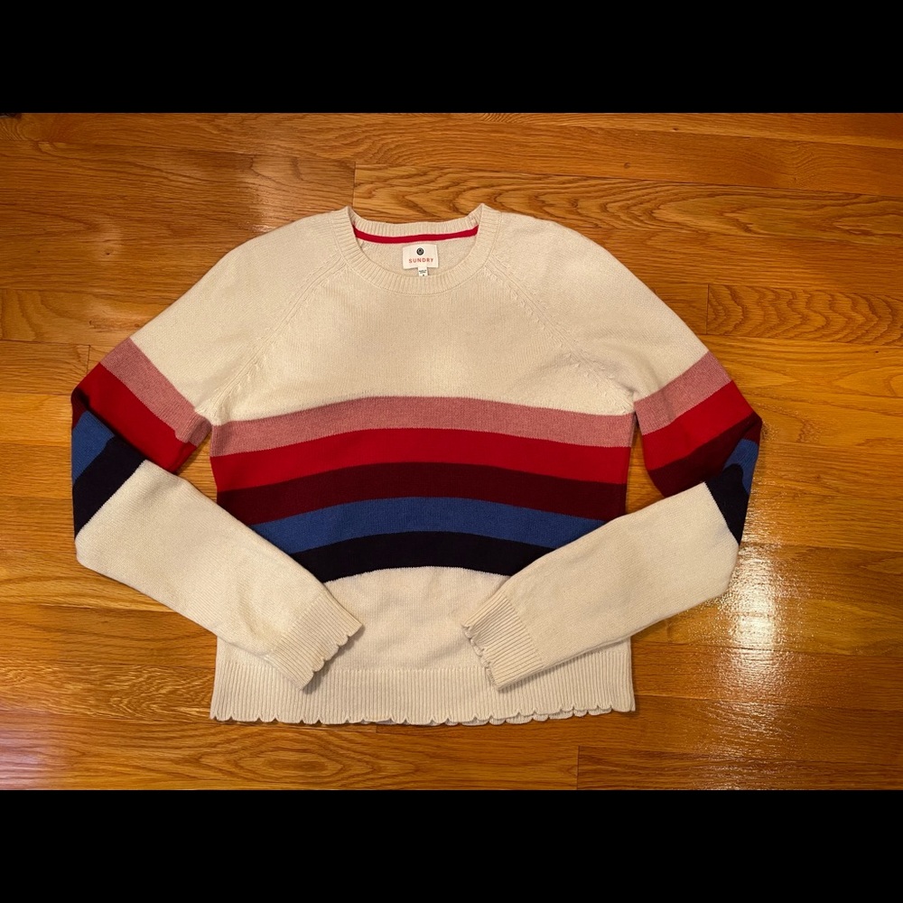 Sundry Breton Striped 100% Wool Sweater
